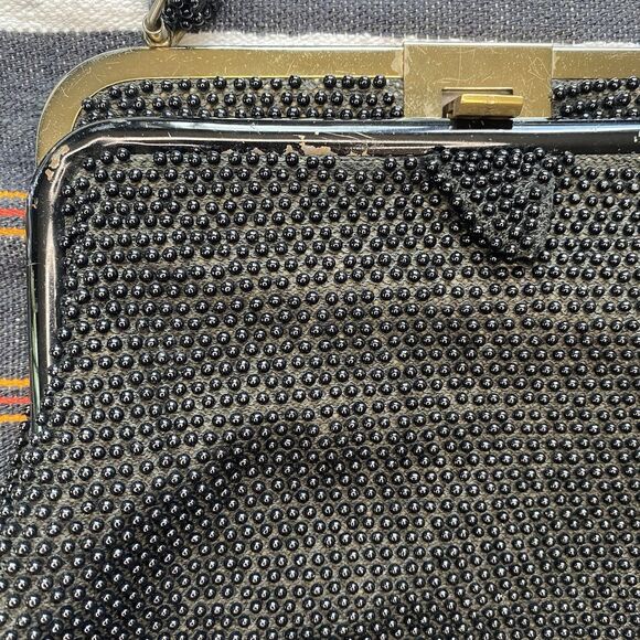 Vintage 40’s/50’s Corde Bead Handbag. Black Beaded With Gold Hardware. Rare. - Picture 4 of 16